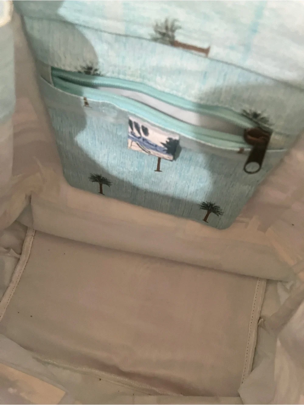 Coastal Life Light Blue Beach Drawstring Tote Bag